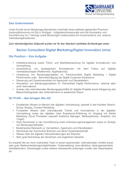 Senior Consultant Digital Marketing/Digital Innovation (m/w)