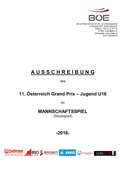 Ausschreibung 11. Österreich Grand Prix – Jugend U16