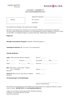 Hausarzt Bericht - Die An&auml;sthesie