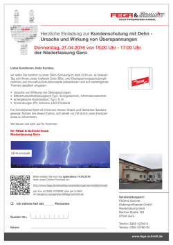 Donnerstag, 21.04.2016 von 15:00 Uhr