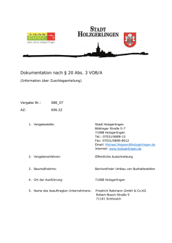 Dokumentation nach &sect; 20 Abs. 3 VOB/A