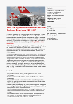 Head of Cargo Business Development and Customer
