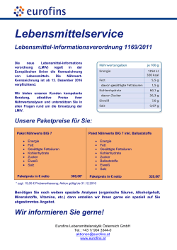 Flyer Nährwertanalyse- Aktion gültig bis 31.12.2016