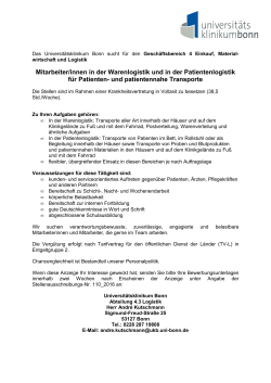 Mitarbeiter/innen in der Warenlogistik und in der Patientenlogistik für