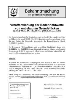 Ver&ouml;ffentlichung der Bodenrichtwerte von