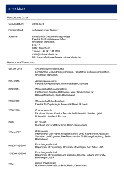 jutta mata - Lehrstuhl für Gesundheitspsychologie