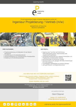 Ingenieur Projektierung / Vertrieb (m/w)