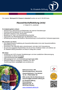 Hauswirtschaftsleitung (m/w) - Bundesverband hauswirtschaftlicher