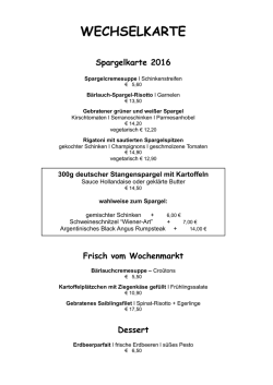 wechselkarte - Restaurant Ikarus in Neuenrade