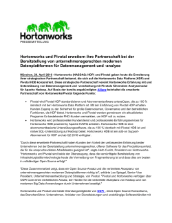 Hortonworks und Pivotal erweitern ihre Partnerschaft