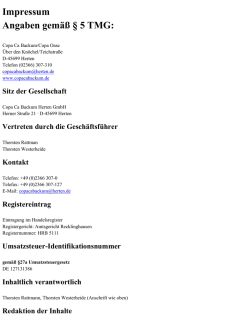Impressum Angaben gem&auml;&szlig; &sect; 5 TMG