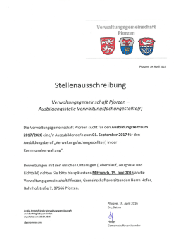 Stellenausschreibung - Verwaltungsgemeinschaft Pforzen