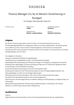 Finance Manager (m/w) im Bereich Versicherung in Stuttgart