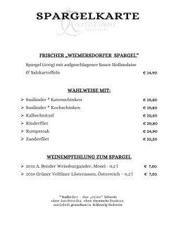 Spargelkarte - Kaisersaal Bad Bramstedt