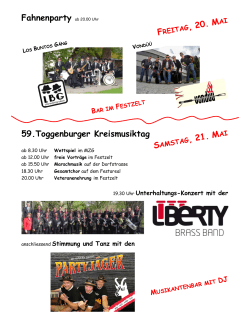 Fahnenparty ab 20.00 Uhr 59.Toggenburger Kreismusiktag