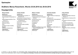 Speiseplan StuBistro Mensa Rosenheim, Woche 25.04.2016 bis