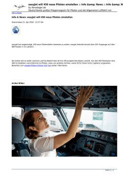 easyJet will 450 neue Piloten einstellen