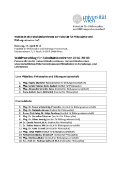 Liste Mittelbau Philosophie und Bildungswissenschaft