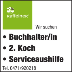 • Buchhalter/in • 2. Koch • Serviceaushilfe