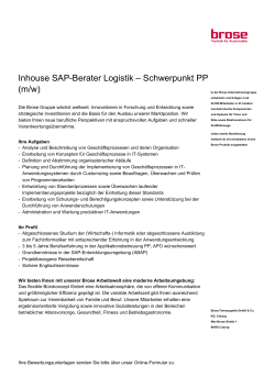 Inhouse SAP-Berater Logistik – Schwerpunkt PP (m/w)