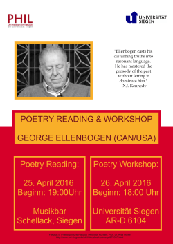 Poetry Reading: George Ellenbogen (CAN/USA)