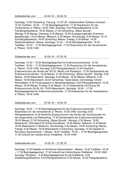 Gottesdienste vom 24.04.16 bis 28.05.16