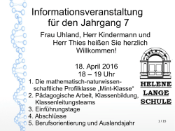 Informationsveranstaltung f&uuml;r den Jahrgang 7
