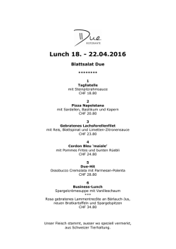 Lunch 18. - 22.04.2016 - Ristorante DUE Luzern