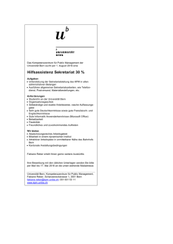 Hilfsassistenz Sekretariat 30 - Kompetenzzentrum f&uuml;r Public