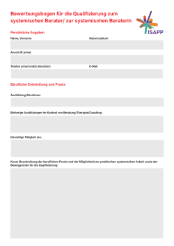 Bewerbungsbogen f&uuml;r die Qualifizierung zum systemischen Berater