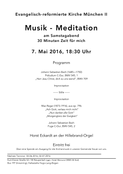 Musik - Meditation - evangelisch-reformierte Kirchengemeinde