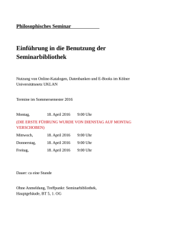 Einf&uuml;hrung in die Benutzung der Seminarbibliothek