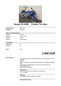 Detailansicht Suzuki SV 650S €,€2.Hand, Tüv Neu