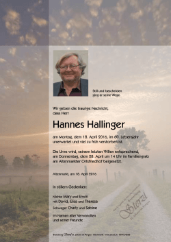 Hannes Hallinger - Bestattung Sterzl