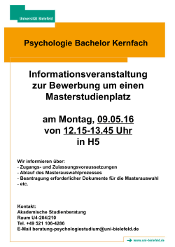 Psychologie Bachelor Kernfach Informationsveranstaltung zur