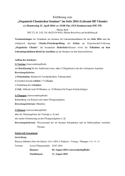 Einf&uuml;hrung zum &bdquo;Organisch-Chemischen Seminar&ldquo; im SoSe 2016