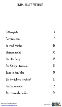 INHALTSVERZEICHNIS Ritterspiele \ Dornr&ouml;schen 6 Es wird Winter