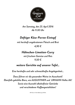 Mittagstischkarte