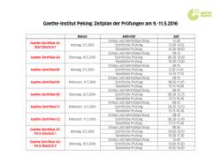 Goethe-Institut Peking: Zeitplan der Pr&uuml;fungen am 9.
