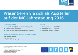 Präsentieren Sie sich als Aussteller auf der MC - Kunststoff