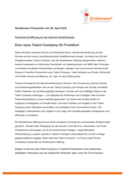 Eine neue Talent Company f&uuml;r Frankfurt - Heinrich-Kraft
