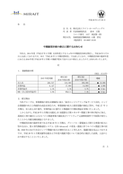 中期経営計画の修正に関するお知らせ
