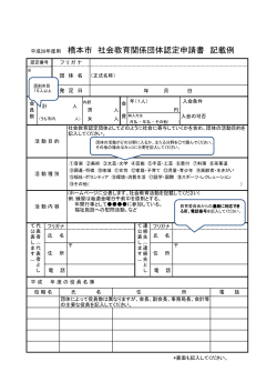 平成28年度用 橋本市 社会教育関係団体認定申請書 記載例