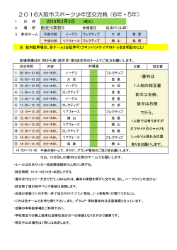 6年生リーグ(5/3)追加 - 大阪市スポーツ少年団サッカー部会