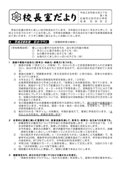 校長室だより 4月号