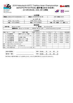ASTCアジアトライアスロン選手権U23女子公式記録