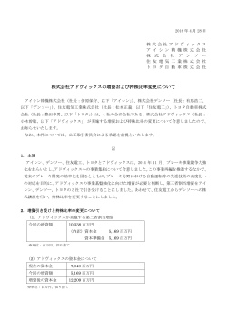 株式会社アドヴィックスの増資および持株比率変更について