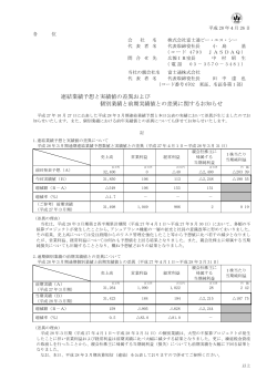 連結業績予想と実績値の差異および 個別業績と前期実績値と