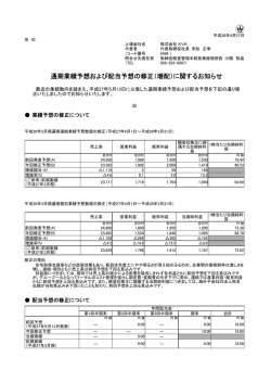 通期業績予想および配当予想の修正（増配）に関するお知らせ