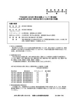 「平成28年（2016年）熊本地震」について（第36報）